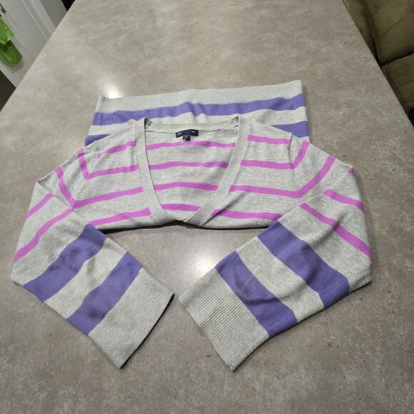 GAP Women's 100% Cotton Multi-Strip V-Neckline Long Sleeves Cardigan - Medium - Picture 7 of 14